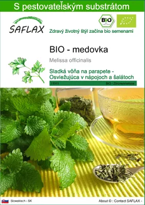 Obrázok produktu pre SAFLAX - BIO - medovka - Melissa officinalis - 1000 Semená - S pestovateľským substrátom bez klíčkov