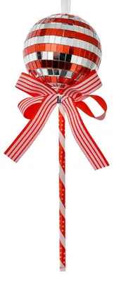Imagen del producto de Adorno navideño de Clayre & Eef, forma de caramelo, color rojo, plástico, diámetro 9 cm, altura 25 cm