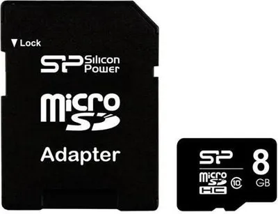 Zdjęcie produktu dla Silicon Power SP008GBSTH010V10SP, 8 GB, MicroSDHC, Klasa 10, Czarny