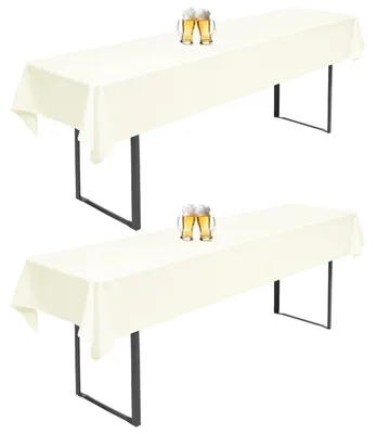 Zdjęcie produktu dla Obrusy na stoliki barowe, 2 sztuki, kolor kości słoniowej, wymiary 260x110 cm, wykonane z poliestru, możliwość prania, uniwersalne, pasujące do stolików barowych o szerokości 50/70 cm
