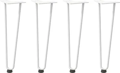 Produktbild von vidaXL Haarnadelbeine für Couchtisch 4 Stk. Weiß 42 cm Massivstahl