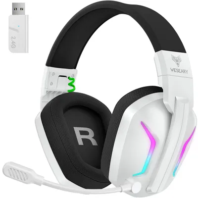 Image de Casque de jeu sans fil WESEARY avec microphone, compatible PS5, PS4, PC, Switch et Mac