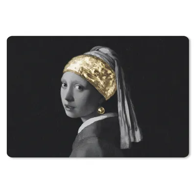 Produktbild von MuchoWow® Schreibtischunterlage Mädchen mit einem Perlenohrring - Vermeer - Gold 60x40 cm - XXL Mauspad - Großes Mauspad