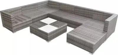 Immagine prodotto di vidaXL set salotto da giardino 8 pezzi con cuscini in poly rattan grigio