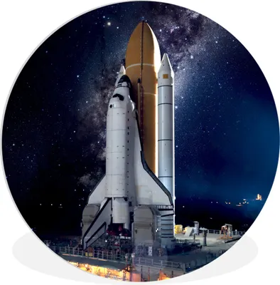Produktbild von MuchoWow® Rundes Wandbild - Runde Bilder Rakete - Sternenhimmel - Weltraum Ø 90 cm Kreis Wanddekoration Kunststoff - Wandkreis - Wandschmuck - Wand-Kreis - Wohnzimmer - Bild - Runde - Wanddeko - Dibond - Kunstdrucke