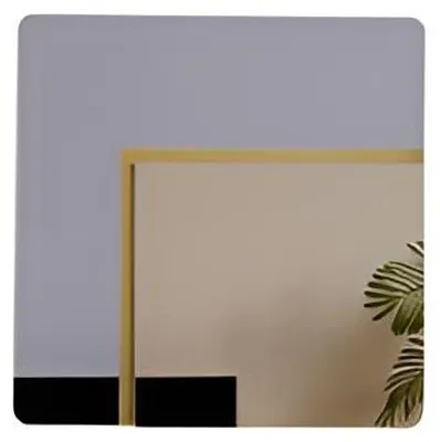 Image de Miroir mural minimaliste avec cadre doré et motif de feuilles