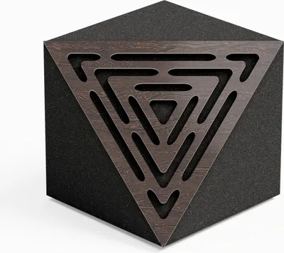 Produktbild von 2er-Pack–Akustik-Eck-Decken-Bassfalle "TRICUB-WAVE"|Schallabsorbierender Akustikschaum mit perforierter,laminierter HDF-Platte [Wenge]