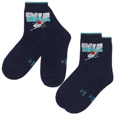 Produktbild von Kinder Socken 2-er Pack aus Baumwolle Surf: Blue Wave Marine Größe 35-38
