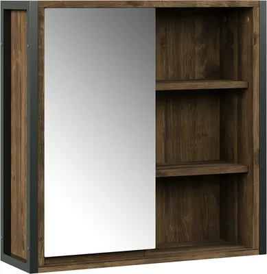 Obrázok produktu pre Kúpeľňová zrkadlová skrinka Vicco Naola Dub/čierna 62.2 x 62.5 cm s 1 zrkadlovými dverami, Model 56460