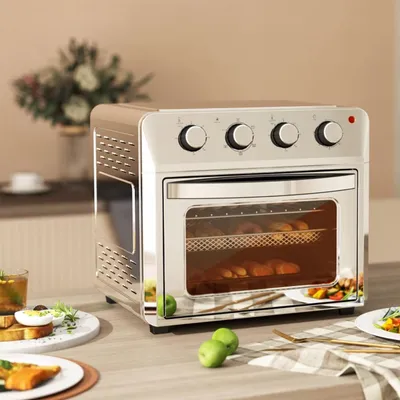 Produktbild von Minibackofen mit Umluft und 6 Heizmodi 24L Heißluftfritteuse Multifunktionsofen Airfryer Silber