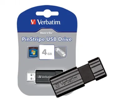 Produktbild von Verbatim PinStripe USB Drive 4GB - Black, 4 GB, USB 2.0, 10 MB/s, 21 mm, 54 mm, 9.22 mm