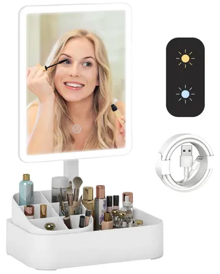 Image de Miroir de maquillage, éclairage LED, rotation à 180 degrés, blanc