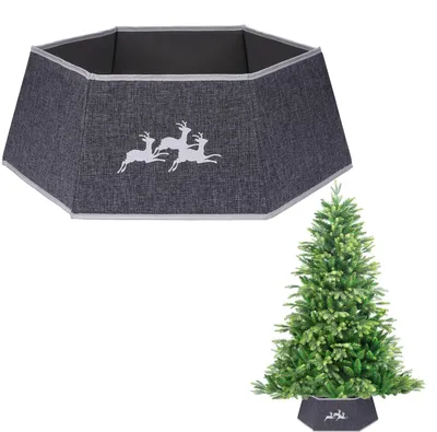 Immagine prodotto di Omgoods - Gonna per albero di Natale in iuta, decorazione pieghevole per l'albero di Natale