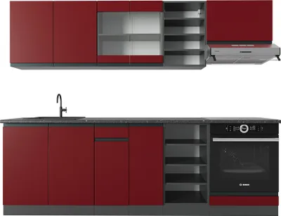 Obrázek produktu pro Kuchyňský kout Vicco R-Line Červená/antracitová 240 cm Tvar J, Model 39848