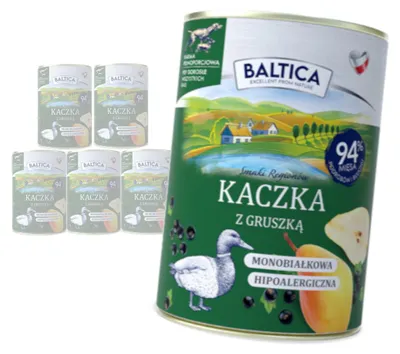 Zdjęcie produktu dla Baltica Kaczka z Gruszką 6x400g Monoproteinowa Hipoalergiczna Bezzbożowa Mokra Karma Dla Psa