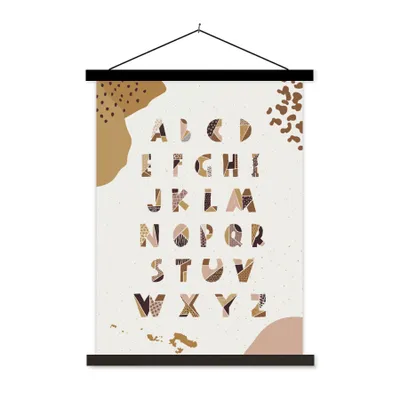 Produktbild von MuchoWow® Textilposter Zitate - Sprichwörter - Alphabet - Kinder - Baby 40x53 cm mit schwarzem Rahmen - Abbildung