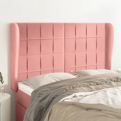 Produktbild von vidaXL Kopfteil mit Ohren Rosa 147x23x118/128 cm Samt - Kopfteil - Kopfteile - Bett-Kopfteil - Bettkopfteil