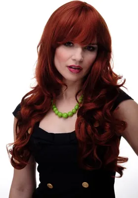 Produktbild von WIG ME UP Wellige lange Perücke mit Pony Kupferrot 285-350