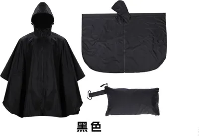 Produktbild von INF Wasserdichter Wanderregenponcho mit Kapuze, leichter Regenmantel für Outdoor-Camping Schwarz