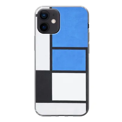 Produktbild von MuchoWow® Handyhülle Schutzhülle Hülle für iPhone 12 Komposition mit Blau, Rot, Schwarz, Gelb und Grau - Piet Mondrian Silikon Softcase Handy Hülle - Schutzhülle
