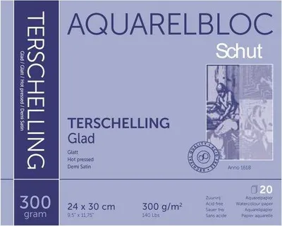 Zdjęcie produktu dla Blok papieru akwarelowego Schut, gładki, 24 x 30 cm, gramatura 300 g, 20 arkuszy, do malowania