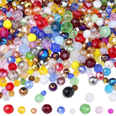 Productafbeelding van Set van 1100 Facetterende Glasperlen in Diverse Kleuren en Maten