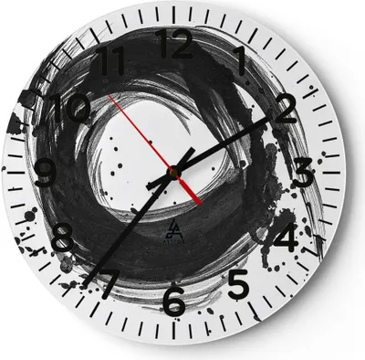 Produktbild von Wanduhr - Rund - Glasuhr - Abstraktion Rad Aquarell - 40x40cm - Schleichendes Uhrwerk - Lautlos - zum Aufhängen bereit - Dekoration Modern - Wanddekoration aus Glas - C4AR40x40-4371