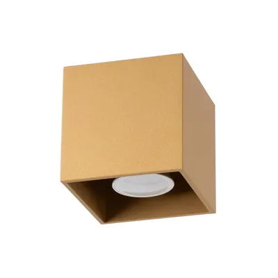 Image de Plafonnier QUAD 1 or 1xGU10 10W acier 10x10x10cm Sollux Lighting