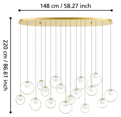 Image de Suspension ovale Portocolom, 148 cm