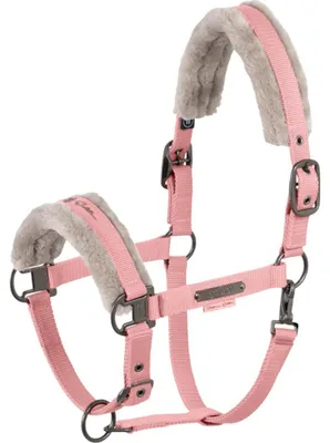 Produktbild von Eskadron Platinum Halfter " DOUBLE PIN FAUX FUR " , Stallhalfter Größe - X-Warmblut Farbe - soft rouge