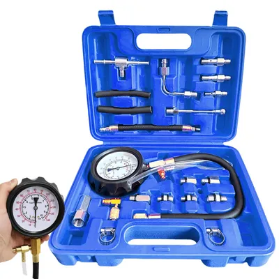 Image de Manomètre de test de carburant de 0 à 140 PSI : kit de test de pression de carburant TU-114, testeur de pression pour pompe d'injection, outil de diagnostic pour voitures, camions et motos, détecteur de pression de carburant pour véhicules