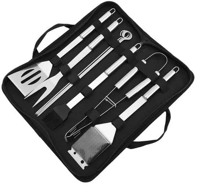 Image de Set d'accessoires pour barbecue en acier inoxydable, 9 pièces, idéal comme cadeau