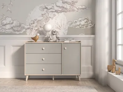 Produktbild von Kombinierte Kinderkommode OLIVIA - beige / grau