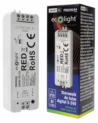 Immagine prodotto di Controller digitale per strisce LED RGB RGBW, 8A, 5-24V, 192W, 1 zona, grado di protezione IP20