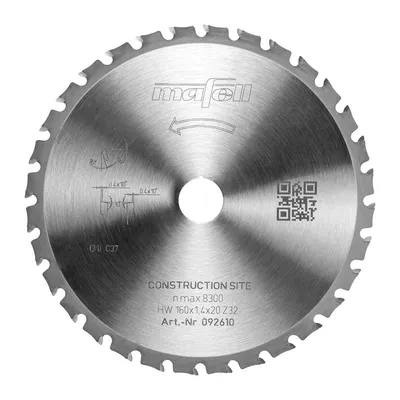 Produktbild von MAFELL Hartmetall Sägeblatt HM 160 x 1,2/1,4 x 20 mm - 32 Zähne - Ersatzblatt