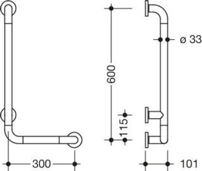 Produktbild von HEWI 801.22.8100 18 Winkelgriff Ser 801, AM:600 W:300,