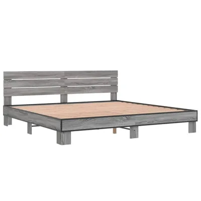 Produktbild von Bettgestell Grau Sonoma 200x200 cm Holzwerkstoff und Metall