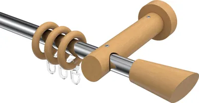 Produktbild von Interdeco Gardinenstange / Vorhangstange Chrom / Buche lackiert, Typ Talena Bero (Konus Schräge), 20 mm Ø 1-läufig, 420 cm