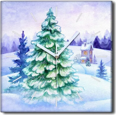 Produktbild von Coloray Uhr auf Leinwand 30x30 cm Wand Uhr Dekoration Wohnzimmer Segeltuch weiße Zeiger -Winterwald heiliger Natur