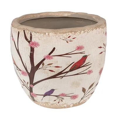 Produktbild von Clayre & Eef Blumentopf Ø 13x11 cm Beige Braun Keramik Zweigen