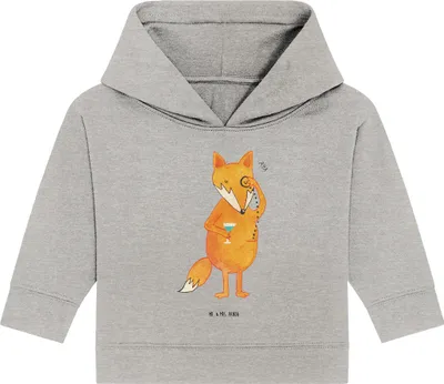 Produktbild von Mr. & Mrs. Panda Organic Baby Hoodie Fuchs Lord 24. - 36. Monat - Heather Grey - Geschenk, Problemlösung, Schick, Kapuzenshirt, Neugierig, Kapuzensweatshirt, Cocktail
