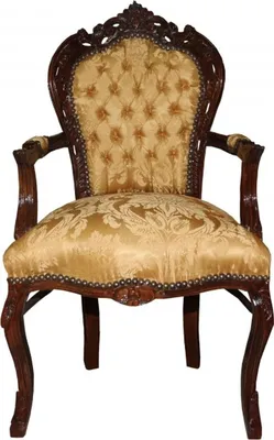 Produktbild von Casa Padrino Barock Esszimmerstuhl Gold Blumen Muster / Braun mit Armlehnen - Limited Edition