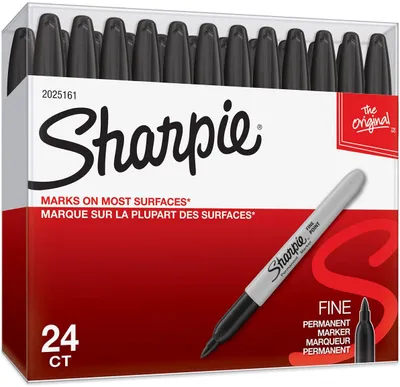 Zdjęcie produktu dla Sharpie Fine, 24 szt., Czarny, Końcówka cienka, Czarny, Szary, Okrągły, Drobny