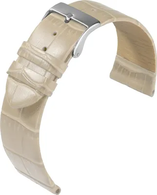 Produktbild von Eulit Rainbow Uhrenarmband Kalbsleder beige Krokoprägung flach, Anstoß:20 mm