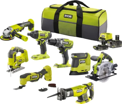 Produktbild von Ryobi 18 V ONE+ Combo Kit, 8-teilig, in praktischer Tasche, inkl Akkus und Schnelladegerät