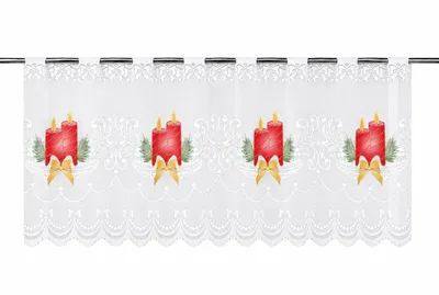 Produktbild von Scheibengardine Kerze rot Schleife HxB 50x140cm Weihnachten Advent 2349