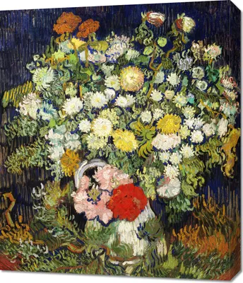 Image de Tableau 60 x 70 cm Bouquet de fleurs dans un vase, Van Gogh Vintage