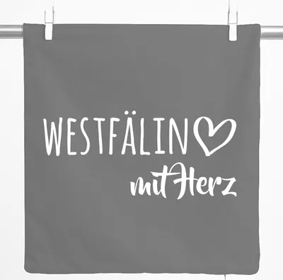 Produktbild von Huuraa Kissenbezug Westfälin mit Herz 40x40cm Steel Grey Baumwolle Dekokissenbezug Geschenkidee