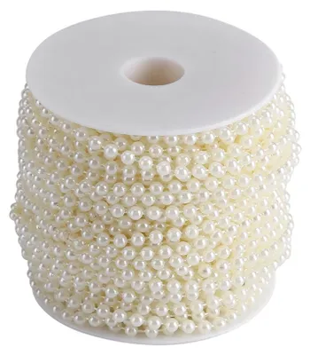 Productafbeelding van 30 meter per rol, 5 mm, kunststof parels, knutselaccessoires, kralen, voor gordijnen, bruiloft/festival, feestdecoratie, beige