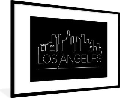 Produktbild von MuchoWow® MuchoWow® Gerahmtes Poster Skyline "Los Angeles" schwarz 90x60 cm - Poster mit zchwarzem Bilderrahmen - Wanddekoration - Fotos